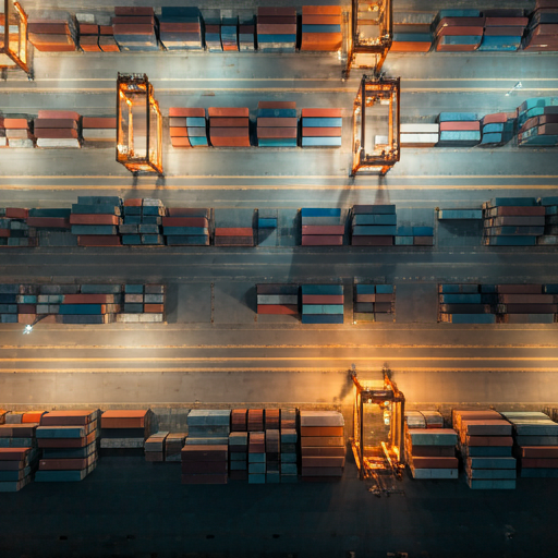 Container terminal at night
